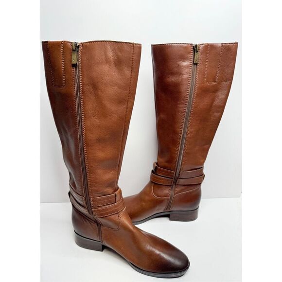 Naturalizer Reid Tall Boots Size 7 Brown Leather Block Heel Cinnamon NEW - Picture 6 of 10